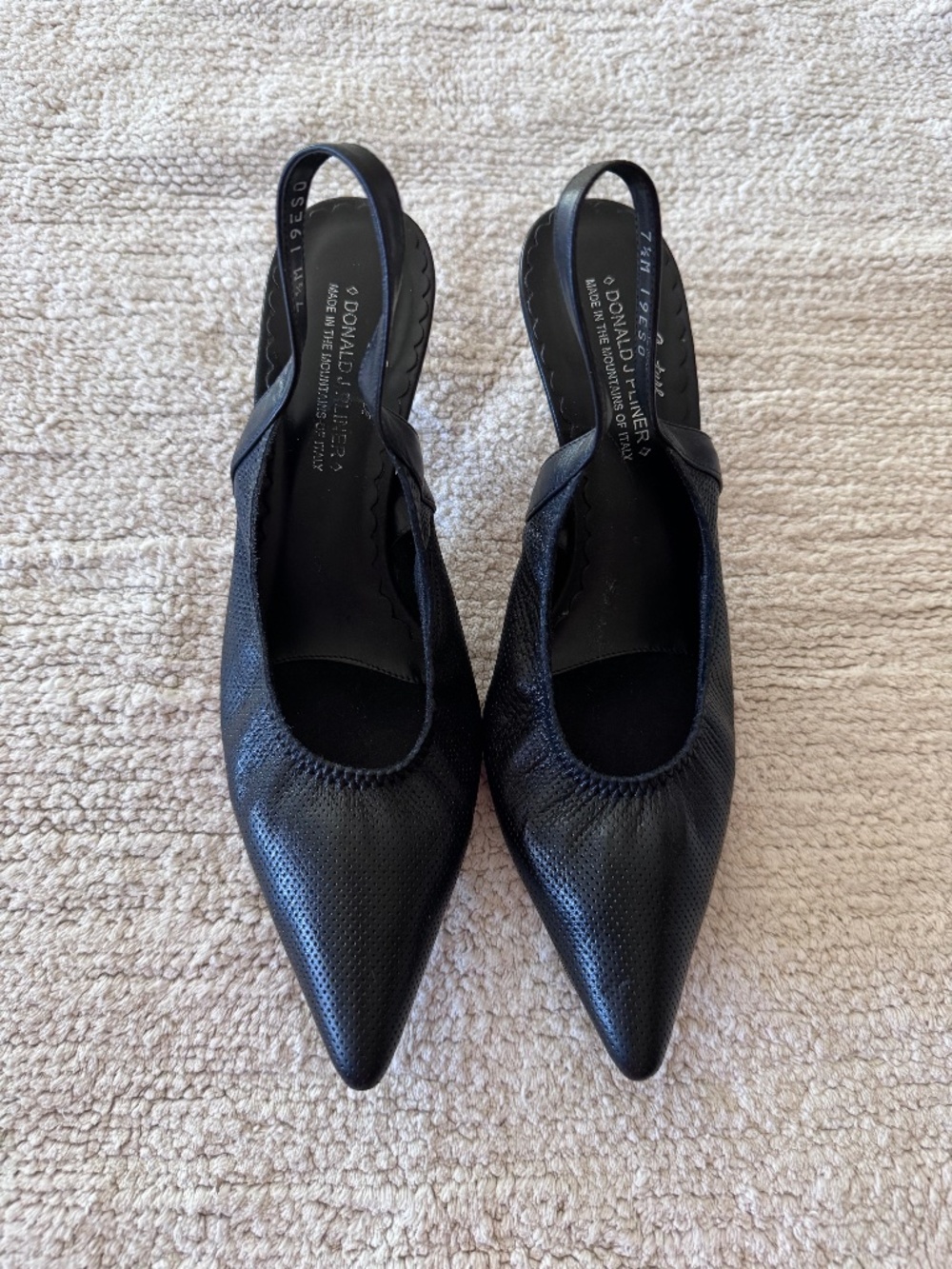 DONALD PLINER SLING BACK SHOES WOMEN'S 7.5M BLACK 21/4 I HEEL POINTED TOE
